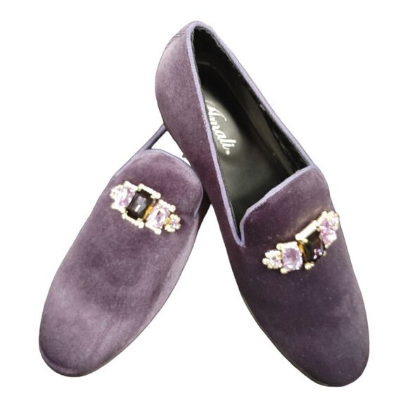 MEN'S AMALI VELVET SLIP ON LOAFER WITH JEWELED BIT & MATCHING PIPING. FABIO O58 - Picture 1 of 7